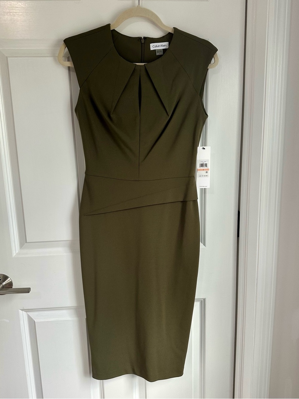 NWT Calvin Klein Olive Sheath Dress - Size 2